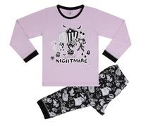 Disney The Nightmare Before Christmas Little Nightmare 100% Cotton Long Sleeved Pyjama Set, Pink/Black, 9-10 Years: 140cm, Pink