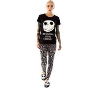 Disney The Nightmare Before Christmas Pyjamas For Women | Ladies Jack Skellington T-Shirt & Trousers PJ Set | Adults Black T-Shirt & Elasticated Waistband