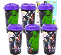Disney The Nightmare Before Christmas Travel Cup Set - Bundle with 6 Tumblers with Lids, Stickers, and More | Oogie Boogie Travel Mugs for Girls, Teens, Adults