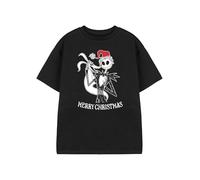 Disney The Nightmare Before Christmas Unisex Black Short Sleeve Graphic Tee | Jack Skellington Merry Christmas Film T-Shirt | Crew Neck Casual Wear Apparel for Adults | Holiday Greeting Top