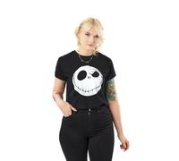 Disney The Nightmare Before Christmas Womens Black Jack Crop Top Cropped Short Sleeved T-Shirt - Large