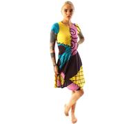 Disney The Nightmare Before Christmas Womens Black Sally Short Sleeve Skater Dress - Medium