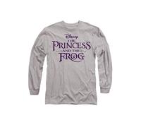 Disney The Princess & The Frog Logo Long Sleeve T-Shirt, Athletic Heather in Light Grey | Size: 2XL Disney Light Grey 2XL
