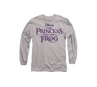 Disney The Princess & The Frog Logo Long Sleeve T-Shirt, Athletic Heather in Light Grey | Size: Small Disney Light Grey S