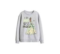 Disney The Princess & The Frog Tiana Does Not Kiss Frogs Kids Sweat in Light Grey | Size: 7-8 Years Disney Light Grey 7-8 Years