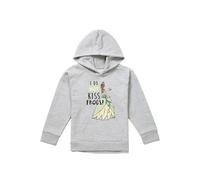 Disney The Princess & The Frog Tiana Does Not Kiss Frogs Youth Kids Pull-Over Hoodie, Athletic Heather in Grey | Size: 12-13 Years Disney Grey 12-13 Years