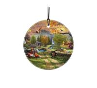 Disney Thomas Kinkade Fox Hound Forever Friends 3.5 in Hanging Glass Print