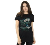 Disney Three Little Pigs Who´s Afraid Of The Big Bad Wolf Cotton Boyfriend T-Shirt In Black Black XL