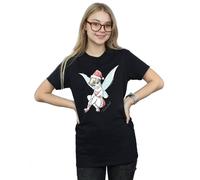 Disney Women's Tinkerbell Christmas Fairy Cotton Boyfriend T-Shirt in Black | Size: Small Disney Black S