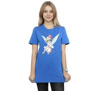 Disney Women's Tinkerbell Christmas Fairy Cotton Boyfriend T-Shirt in Blue | Size: XL Disney Blue XL