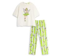 Disney Tinkerbell Womens Green Short Sleeve Long Leg Pyjama Set | Striped Sleepwear with Tinker Bell Design | Comfortable Nightwear Merch - X-Large