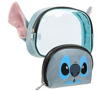 Disney Toiletry Bag for Women and Teens - Cute Travel Accessories, Make Up Bag (Blue Stitch 2 Piece)