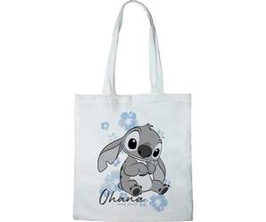Disney Tote Bag - 100% Cotton, Reusable, Washable, Long Handle, Travel & Shopping, 38 x 40 cm, STITCH_1, One Size