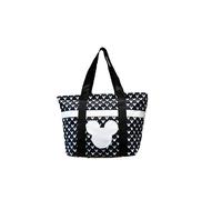 Disney Tote Mickey & Minnie Mouse Icon Print Zipper Travel Bag (Black