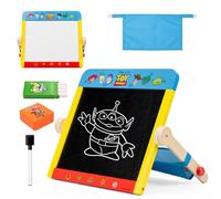 Disney Toy Story 2-in-1 Double-Sided Drawing & Chalk Board with Pen, Eraser & Velcro Storage Pouch for Kids, Portable Art & Learning Board for Creative Play, 3+ Years - Tabletop Easel