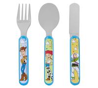 Disney Toy Story 3-Piece Cutlery Set for Kids - Includes Knife, Fork, & Spoon - Made from Durable ABC Plastic & Stainless Steel - Features Woody, Jessie & Buzz Lightyear - Suitable for Ages 36+ Months