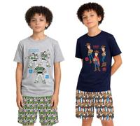 Disney Toy Story 5 Boys Short Pyjamas Pack of 2 - Buzz Lightyear & Woody Design Short Pyjama Sets - 100% Cotton Kids Sleepwear Multipack - Ages 18 Months to 10 Years (18-24 Months)