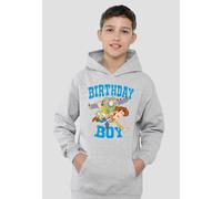 Disney Toy Story Birthday Boy Woody & Buzz Youth Kids Pull-Over Hoodie, Athletic Heather in Grey | Size: 9-11 Years Disney Grey 9-11 Years