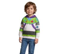 Disney Toy Story Buzz Lightyear Boys Green Hoodie | Long Sleeve Pullover with Graphic Chest Print | Armour Detail & Emblem Patches | Everyday Wear Jumper | Kids Movie Merch - 6-7 Years