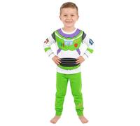 Disney Toy Story Buzz Lightyear Boys Green Long Sleeve Pyjama Set | Printed Chest Graphic Nightwear | Crew Neck Sleepwear with Ribbed Cuffs | Kids Loungewear Merch - 4-5 Years