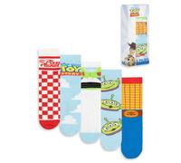 Disney Toy Story Unisex Calf Socks Set of 5 | Multicoloured Pizza Planet & Character Prints | Everyday Wear | Various Patterns in Red, Blue, White, Green, Yellow Merch - 4-8 UK