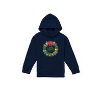 Disney Toy Story Christmas Wreath Toy Story, Monsters Inc., Cars, Up Youth Kids Pull-Over Hoodie, Navy | Size: 5-6 Years Disney Navy 5-6 Years