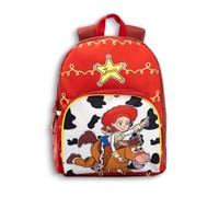 Disney Toy Story Girls Red Jessie Backpack | Adjustable Padded Straps, Front Zip Pocket & Mesh Side Pocket | Back to School Rucksack with Bullseye Graphic Merch