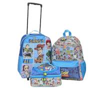 Disney Toy Story Kids Cabin Bag Suitcase for Boys - Lightweight with Wheels & Telescopic Handle - Ideal for Short Breaks, Holidays, Sleepovers, School Trips (Toy Story Set)