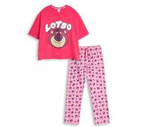 Disney Toy Story Lotso Pink Short Sleeve Long Leg Pyjama Set | Women's Sleepwear with Character Print | Comfortable Nightwear for Relaxing & Bedtime Merch - Large