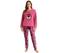 Disney Toy Story Lotso Supersoft Fleece Pyjamas - 2 Piece Set - Sherpa Top with Embroidery and AOP Fleece Bottoms - Winter Warm Womens Loungewear - Sizes 4-6 to 20-22 Pink