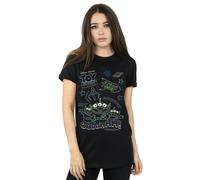 Disney Toy Story Neon Little Green Men Cotton Boyfriend T-Shirt In Black Black 5XL