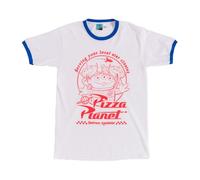Disney Toy Story Pizza Planet Aliens White and Blue Ringer T Shirt
