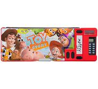Disney Toy Story Red Pencil Case with Compartments Double Sided Hardtop Shell 26 x 9 cm Kids School Stationery Pen Organiser for Boys and Girls Featuring Cartoon DVD Heroes Woody Buzz Lightyear