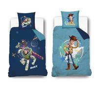 Disney - Toy Story Reversible Duvet Cover - Front Buzz Lightning, Woody Reverse - 140 x 200 cm + 1 Pillowcase - 100% Cotton - Blue