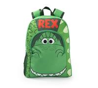 Disney Toy Story Rex, Boys Green Backpack | Zip-Up School Bag with Character Face Design | Front Zip Pocket & Mesh Side Pocket | Padded Shoulder Straps for Comfort Merch