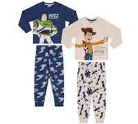 Disney Toy Story Woody and Buzz Lightyear, 100% Cotton 2 Pack, Long Sleeved Pyjama Set, Blue/White, 12-18 Months: 86cm, Blue