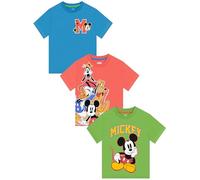 Disney Tshirt with Mickey Mouse, Donald Duck, Goofy & Pluto, Boys T Shirts 3-Pack, Boys Clothes, 7-8 Years Multicoloured