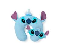 Disney Lilo & Stitch Travel Pillow & Eye Mask Set | Blue Furry Neck Pillow & Sleepwear Eye Cover for Ladies & Girls | Matching Travel Set with 3D Ears for Adults & Teens | Ohana Movie Merchandise Gift