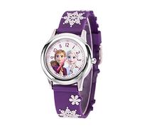 Disney Frozen Kids' Stainless Steel Time Teacher Analog Plastic Strap Watch(Plain CASE), Purple, Purple