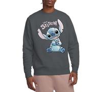 Disney Unisex Lilo and Stitch Colour Me Happy Adults Crew Sweatshirt, Charcoal Sweatshirt