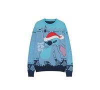 Disney Unisex Lilo Stitch Christmas Jumper Sweatshirt, blue, S