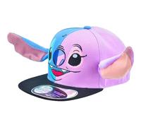 Disney Unisex's Stitch Baseball Cap, Angel Face Adjustable Flat Brim Snapback Hat with 3D Ears, Multi, One Size