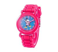 Disney Valentine’s Kids' Plastic Time Teacher Analog Quartz Silicone Strap Watch, Pink