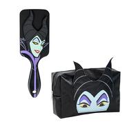 Disney Villain Toiletry Bag and Comb, Maleficent Beauty Set Travel Bag and Hair Brush, Gift for Girls, Women, Teens, black, Classic