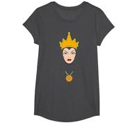 Disney Villains Evil Queen Big Face T-Shirt, Girls, Dark Heather Grey, X-Small