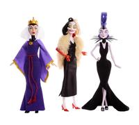 Mattel Disney Villains Evil Queen, Cruella de Vil & Yzma Fashion Dolls, 3-Pack