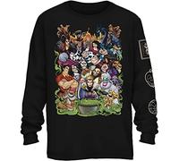 Disney Villains Group Collage Gaston Ursula Maleficent Hades Scar Hook Mens T-Shirt, Long Sleeve, Medium