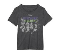 Disney Villains Group Shot Black And White T-Shirt, Women's Plus, Dark Heather Grey, 1X
