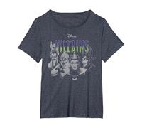 Disney Villains Group Shot Black And White T-Shirt, Women's Plus, Heather Blue, 1X