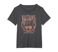 Disney Villains It's Good To Be Bad Group Poster T-Shirt, Women's Plus, Dark Heather Grey, 4X